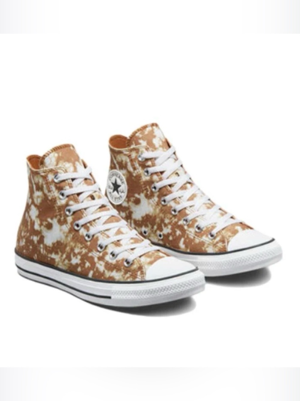 Converse Women High-Top Sneakers in Warm Tan and White Tie-Dye